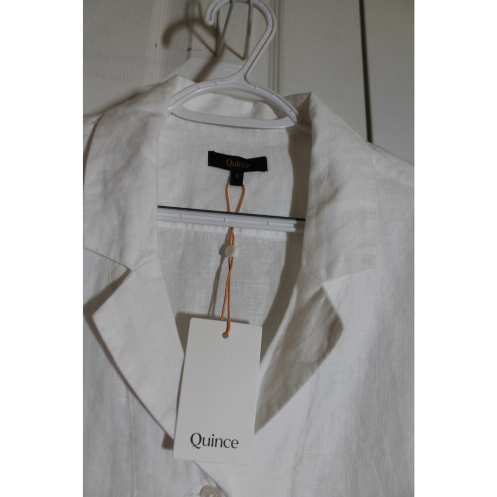 Quince 100% European Linen White Short Sleeve Boxy Shirt sz L NEW - Picture 4 of 4